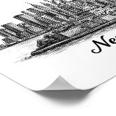 New York City Skyline Line Art Illustration Poster (Hoek)