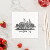 New York City Skyline Line Art Illustration Servet (Insitu)
