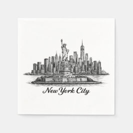 New York City Skyline Line Art Illustration Servet