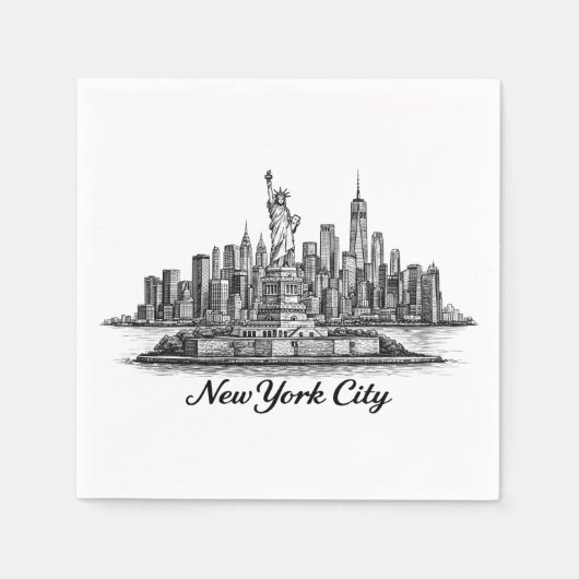 New York City Skyline Line Art Illustration Servet (Voorkant)