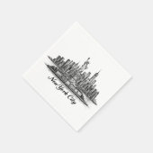 New York City Skyline Line Art Illustration Servet (Hoek)