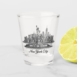 New York City Skyline Line Art Illustration Shot Glas