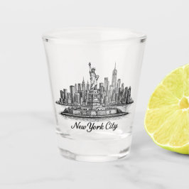 New York City Skyline Line Art Illustration Shot Glas