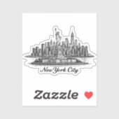 New York City Skyline Line Art Illustration Sticker (Vel)