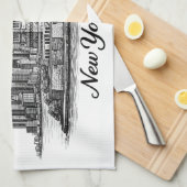 New York City Skyline Line Art Illustration Theedoek (Quarter Fold)