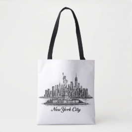 New York City Skyline Line Art Illustration Tote Bag
