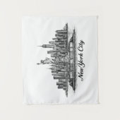 New York City Skyline Line Art Illustration Wandkleed (Voorkant)