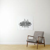 New York City Skyline Line Art Illustration Wandkleed (In Situ (horizontaal))