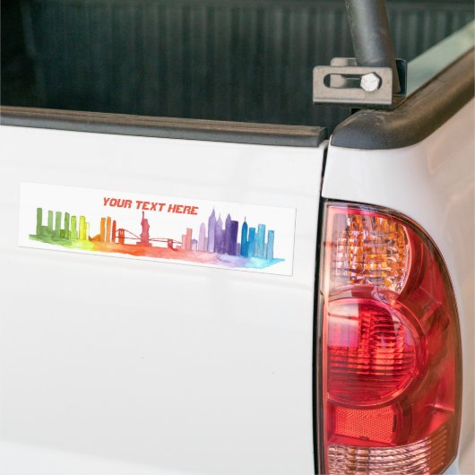NEW YORK CITY skyline Manhattan Brooklyn Modern Bumpersticker (Op Truck)