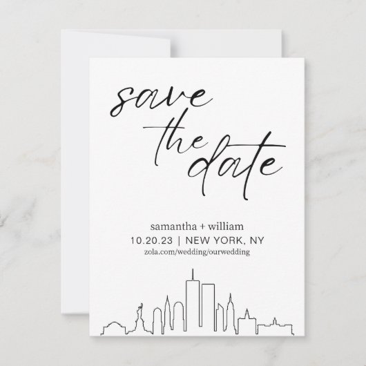 New York City Skyline MINIMALIST Save the Date Kaart (Voorkant)