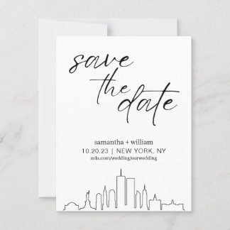 New York City Skyline MINIMALIST Save the Date Kaart