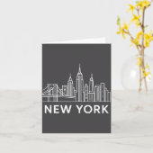 New York City Skyline Minimalist White Line Art _1 Kaart (Gele Bloem)