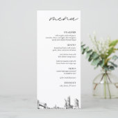 New York City Skyline Modern Huwelijksdiner Menu (Staand voorkant)