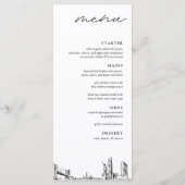 New York City Skyline Modern Huwelijksdiner Menu (Voorkant)