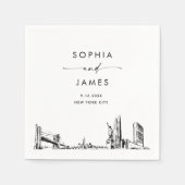 New York City Skyline moderne bruiloft cocktail Servet (Voorkant)