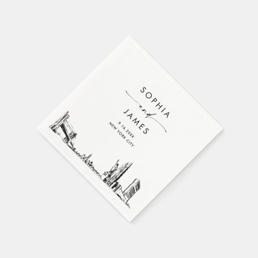 New York City Skyline moderne bruiloft cocktail Servet (Hoek)