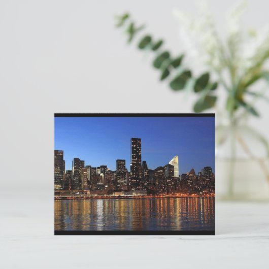 NEW YORK CITY SKYLINE NACHTFOTOGRAFIE BRIEFKAART (Staand voorkant)