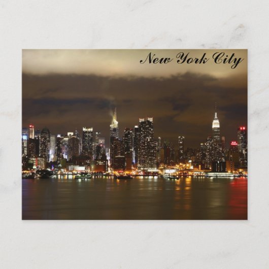 New York City Skyline Night Panoramic Photo Briefkaart (Voorkant)