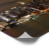 New York City Skyline Night Panoramic Photo Poster (Hoek)