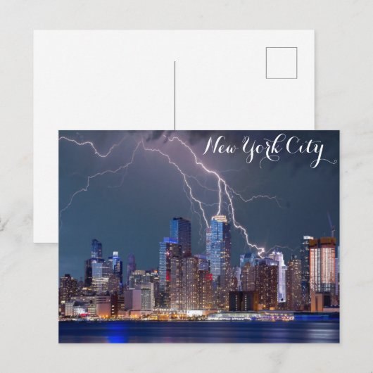 New York City Skyline Night Storm Foto Briefkaart (Voorkant / Achterkant)