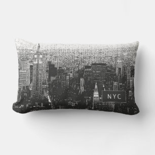 New York City Skyline NYC Zwart-wit Kussen