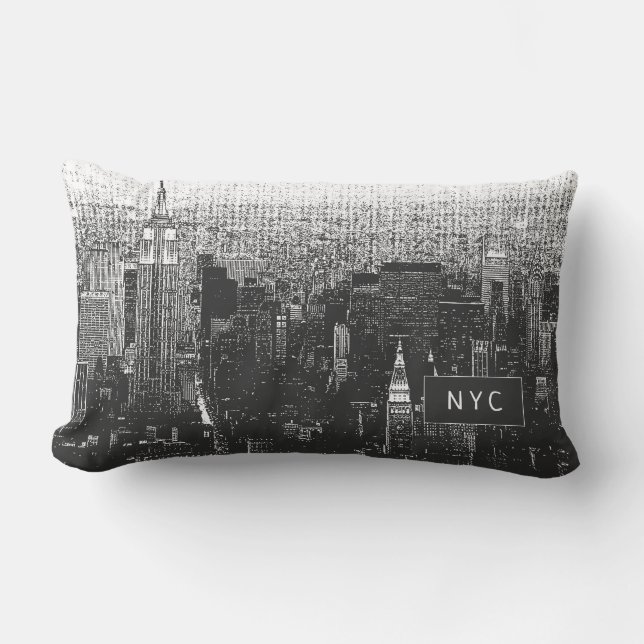 New York City Skyline | NYC | Zwart-wit Kussen (Voorkant)
