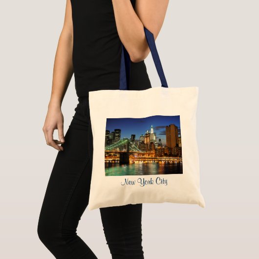 New York City Skyline op de Canvas tas 's nachts (Voorkant (product))