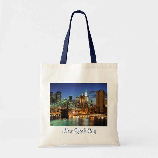 New York City Skyline op de Canvas tas 's nachts (Voorkant)