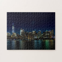 New York City Skyline op NIght | Aangepast Legpuzzel