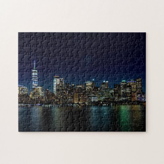 New York City Skyline op NIght | Aangepast Legpuzzel (Horizontaal)