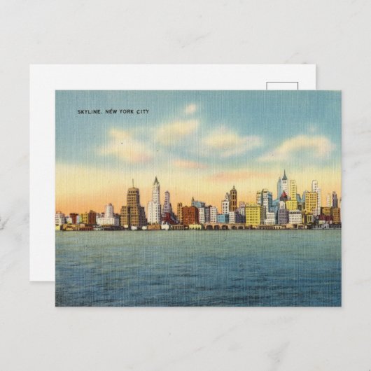  New York City Skyline over het water Briefkaart (Voorkant / Achterkant)