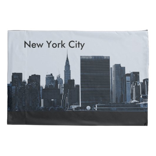 New York City Skyline Pillowcase Kussensloop (Achterkant)