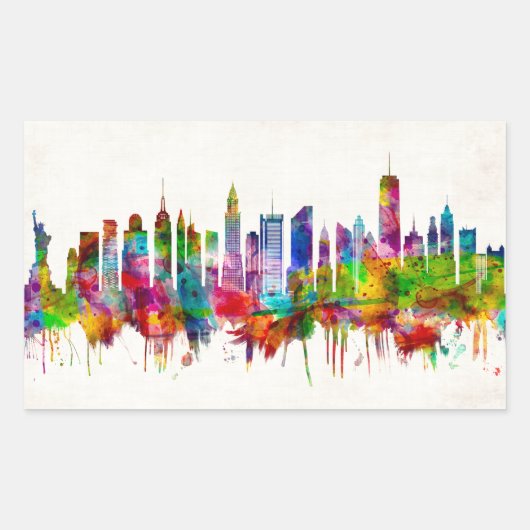New York City Skyline Rechthoekige Sticker (Voorkant)