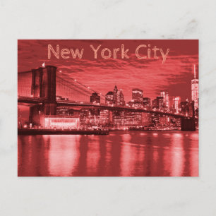 New York City Skyline Red Briefkaart