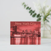 New York City Skyline Red Briefkaart (Staand voorkant)