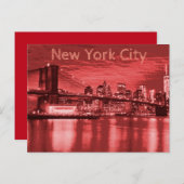 New York City Skyline Red Briefkaart (Voorkant / Achterkant)
