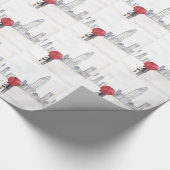 New York City skyline red umbrella love koppel Cadeaupapier (Hoek)