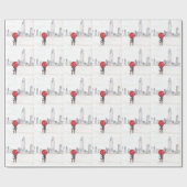 New York City skyline red umbrella love koppel Cadeaupapier (Vlak)