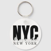 New York City Skyline Retro Stijl Sleutelhanger (Voorkant)