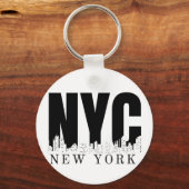 New York City Skyline Retro Stijl Sleutelhanger (Achterkant)