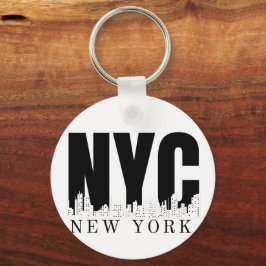 New York City Skyline Retro Stijl Sleutelhanger