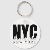 New York City Skyline Retro Stijl Sleutelhanger (Achterkant)