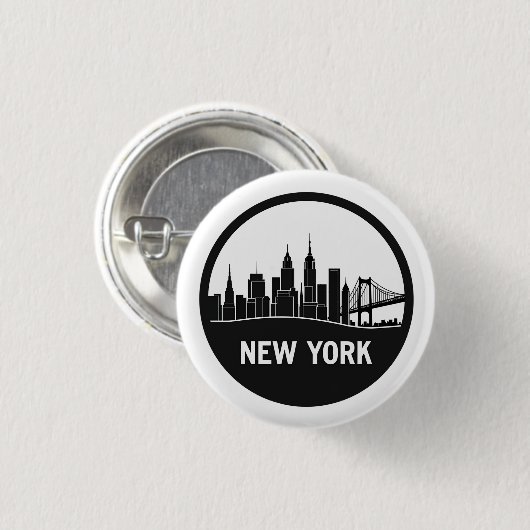 New York City Skyline Ronde Button 3,2 Cm (Voorkant /achterkant)