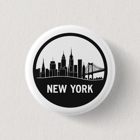 New York City Skyline Ronde Button 3,2 Cm (Voorkant)