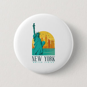 New York City Skyline Ronde Button 5,7 Cm