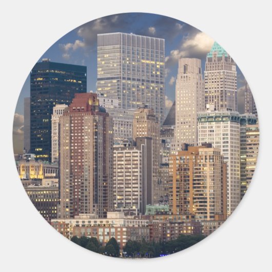 New York City Skyline Ronde Sticker (Voorkant)