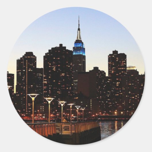 New York City Skyline Ronde Sticker (Voorkant)
