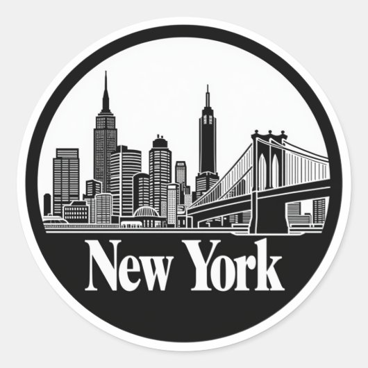 New York City Skyline Ronde Sticker (Voorkant)