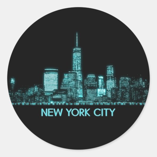 New York City Skyline Ronde Sticker (Voorkant)