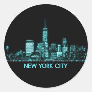 New York City Skyline Ronde Sticker